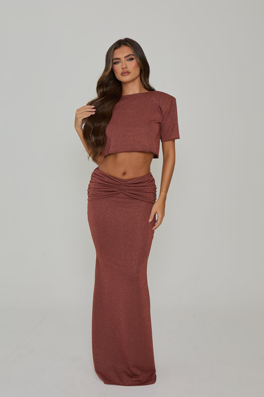 Belle Brown Sparkle Maxi Set / IN STOCK