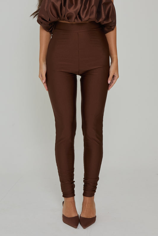 Olivia High Waisted Chocolate Lycra Leggings / PRE ORDER