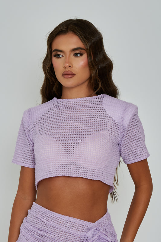 Ava Lilac Cropped T Shirt / PRE ORDER