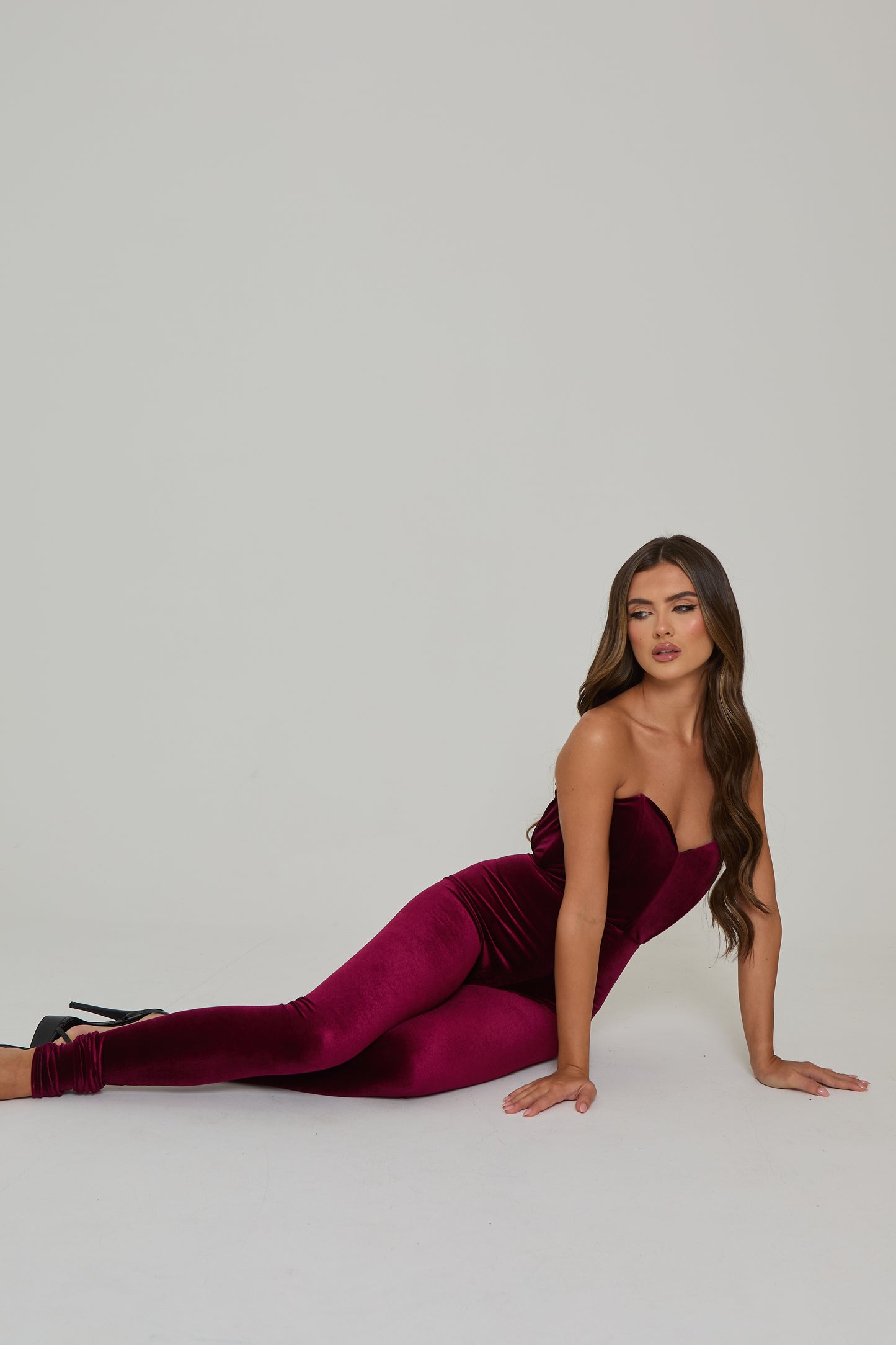 Sofia Burgundy Velvet Catsuit / PRE ORDER