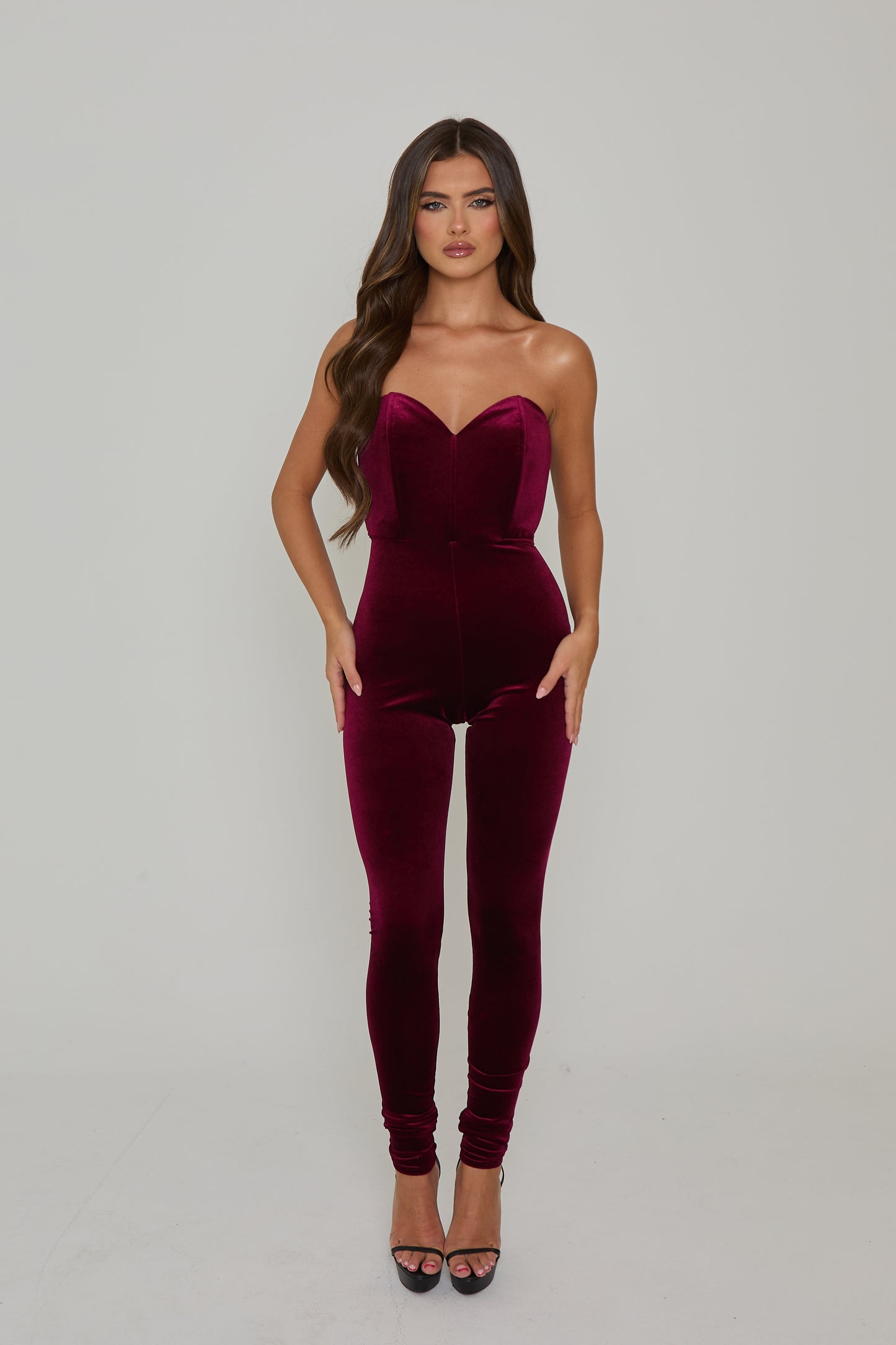 Sofia Burgundy Velvet Catsuit / PRE ORDER