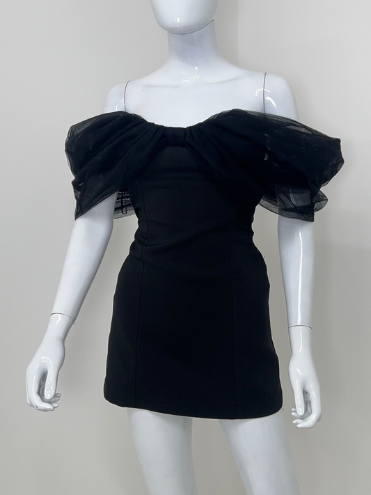 Black Organza Bow Mini Dress / BLACK FRIDAY SAMPLE