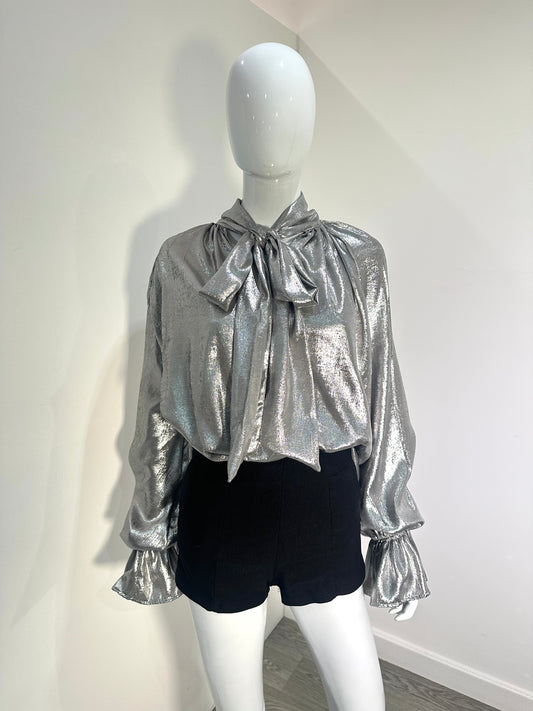 Stella Silver Metallic Blouse / IN STOCK